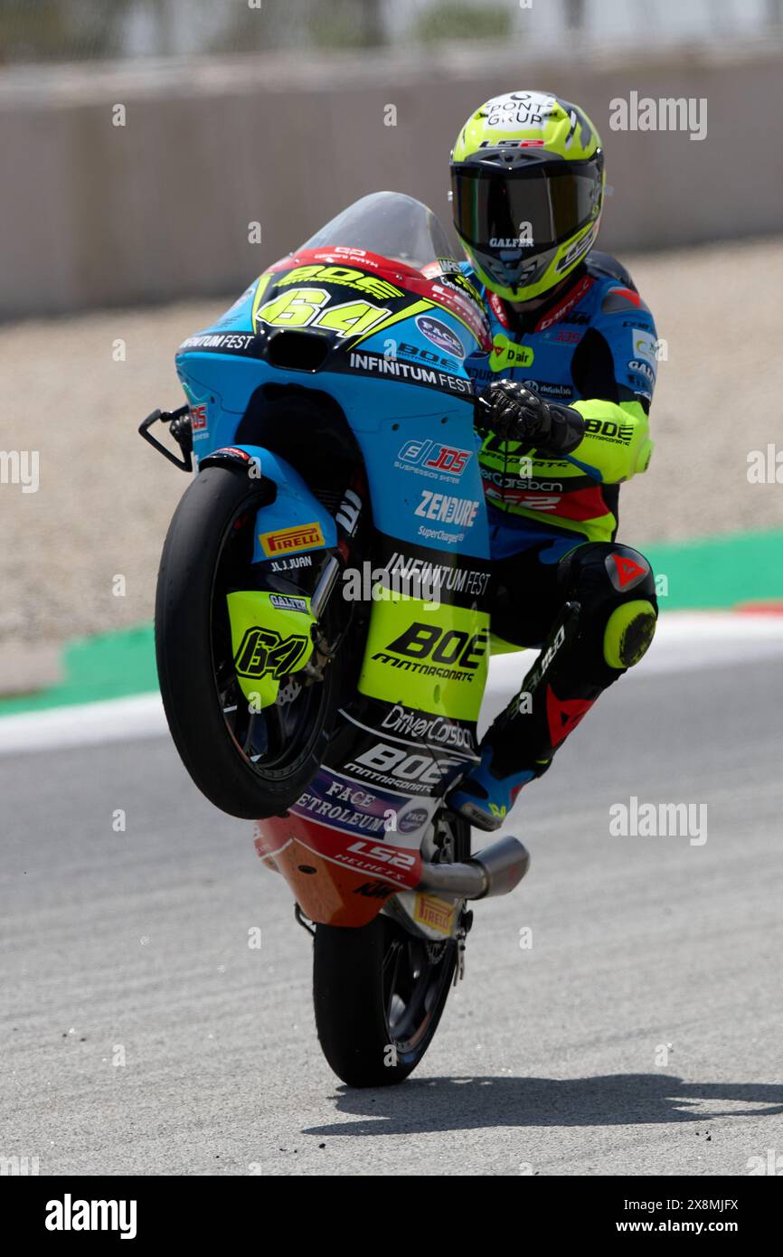 Barcelone, Espagne. 25 mai 2024. David Munoz de l'Espagne de l'équipe Boe Motorsports avec KTM lors des qualifications de Moto3 Gran Premi Energi Monster de Catalunya 2024 au circuit de Barcelona-Catalunya à Barcelone. Crédit : DAX images/Alamy Live News Banque D'Images