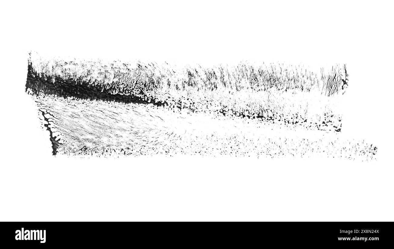 Texture de contour de pinceau noir sur fond blanc avec motif abstrait Banque D'Images