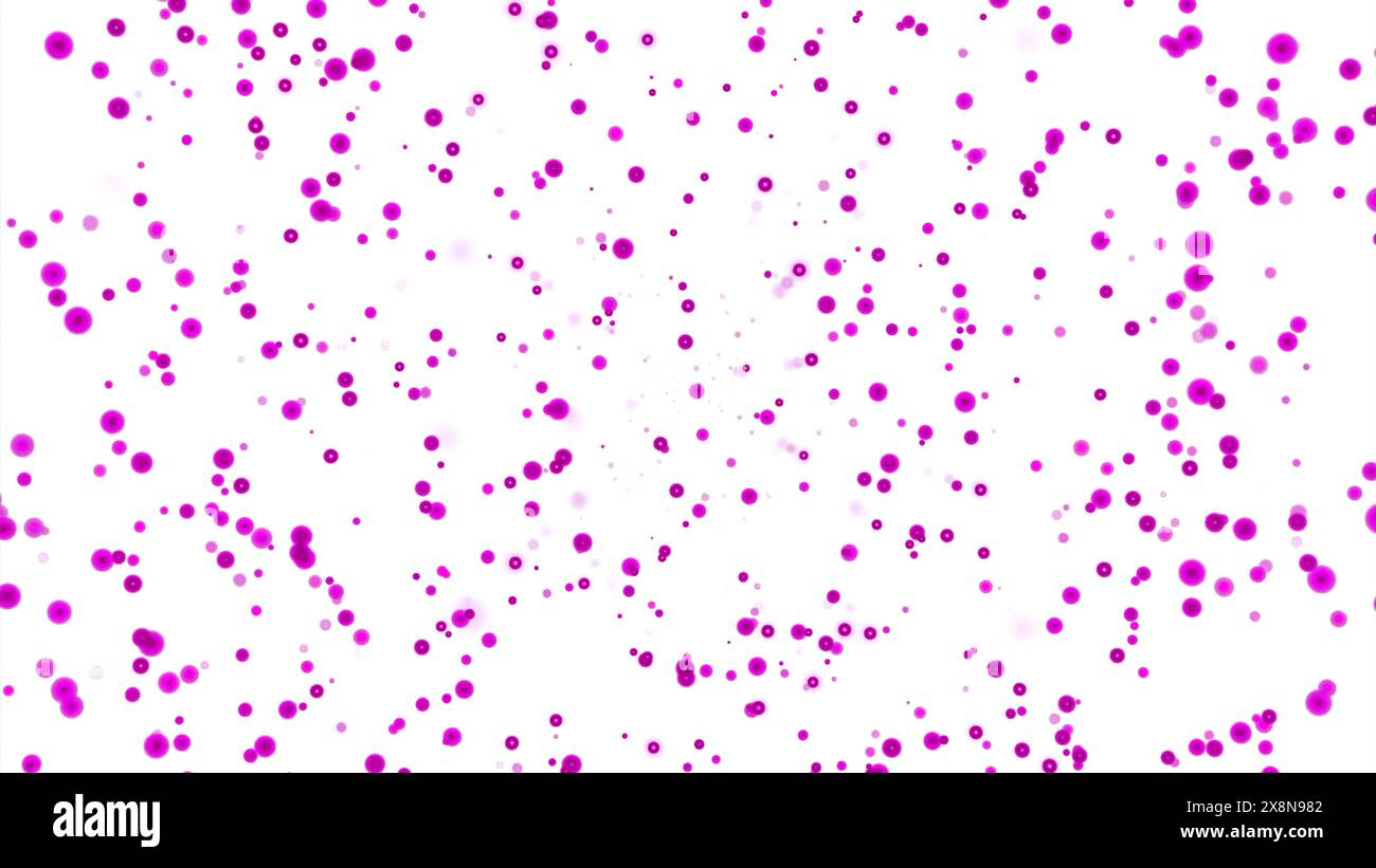 Animation avec des bulles se déplaçant vers le haut sur fond blanc. Conception. Des bulles colorées s'élèvent dans l'espace. Flux de bulles montantes sur fond blanc Banque D'Images