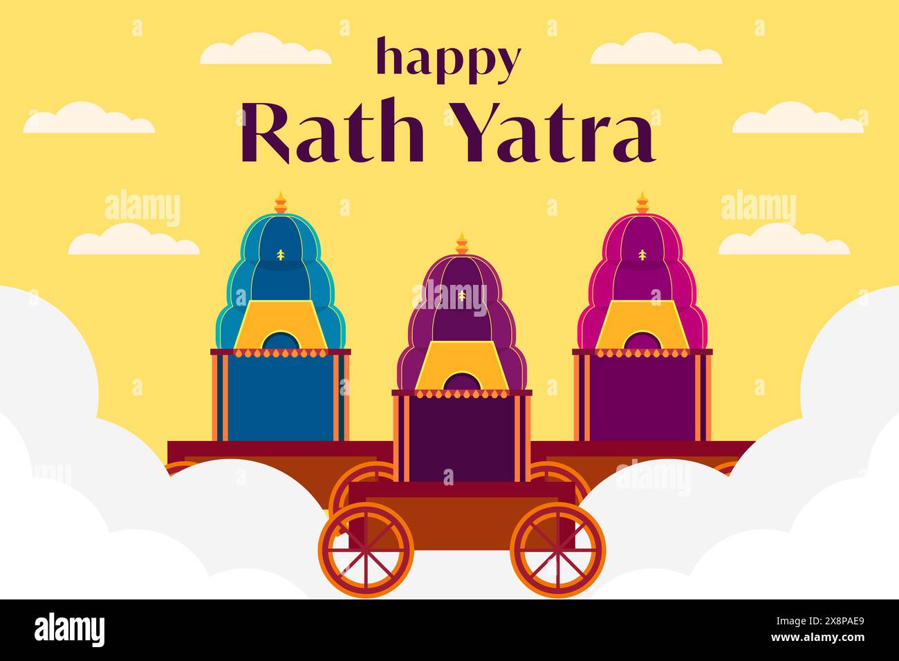 Illustration de fond de conception plate Happy Rath Yatra Illustration de Vecteur