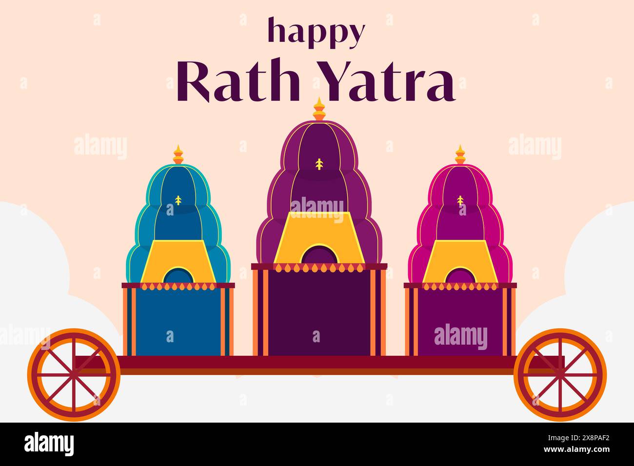Happy Rath Yatra illustration de fond dans un style plat Illustration de Vecteur