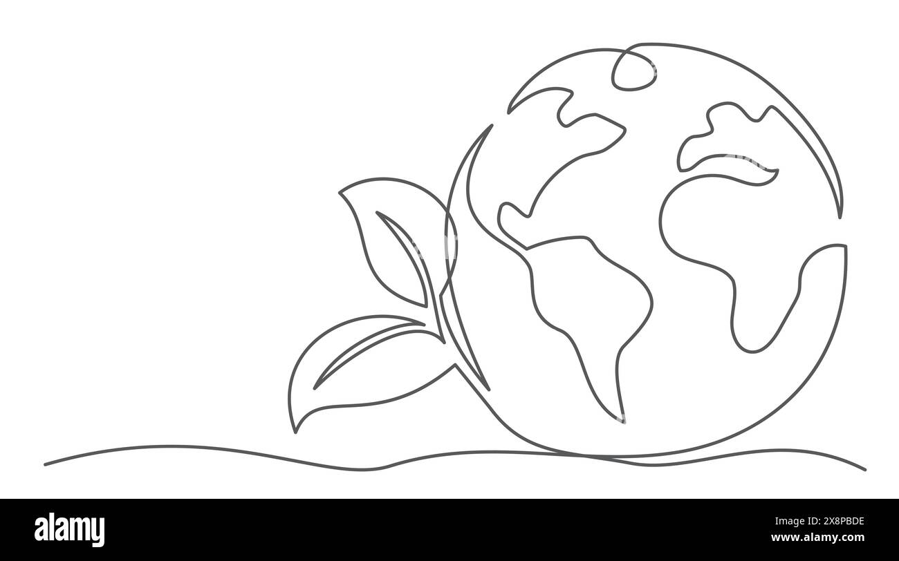 Dessin d'une ligne de la terre sur fond blanc Illustration de Vecteur