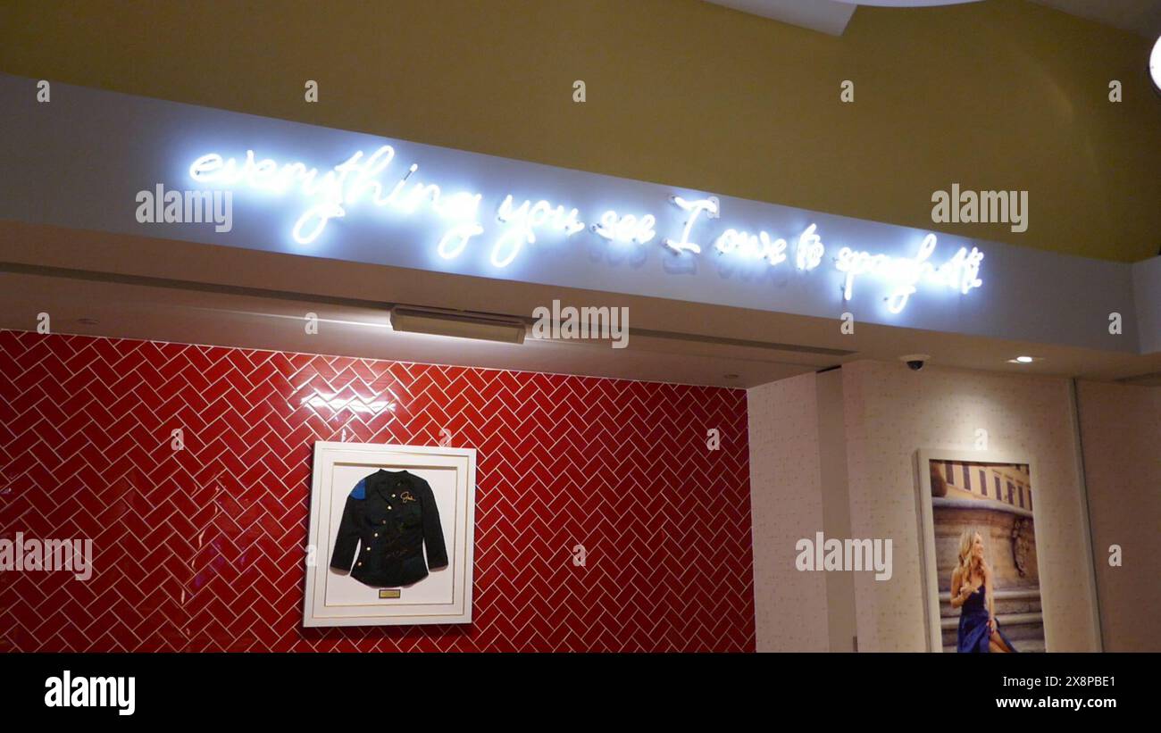 Las Vegas, Nevada, USA 15 mai 2024 tout ce que vous voyez je dois à Spaghetti Neon au Pronto Wine Bar by Giada au CaesarÕs Palace Hotel & Casino sur Las Vegas Blvd, Las Vegas Strip le 15 mai 2024 à Las Vegas, Nevada, USA. Photo de Barry King/Alamy Stock photo Banque D'Images