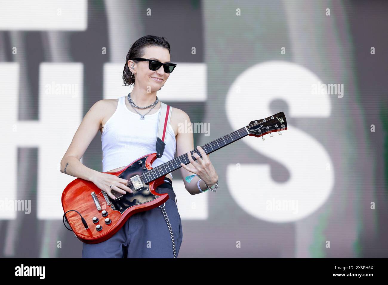 Napa, États-Unis. 26 mai 2024. Leandra Earl of the Beaches pendant le BottleRock Music Festival le 26 mai 2024, à Napa, Californie (photo de Daniel DeSlover/Sipa USA) crédit : Sipa USA/Alamy Live News Banque D'Images