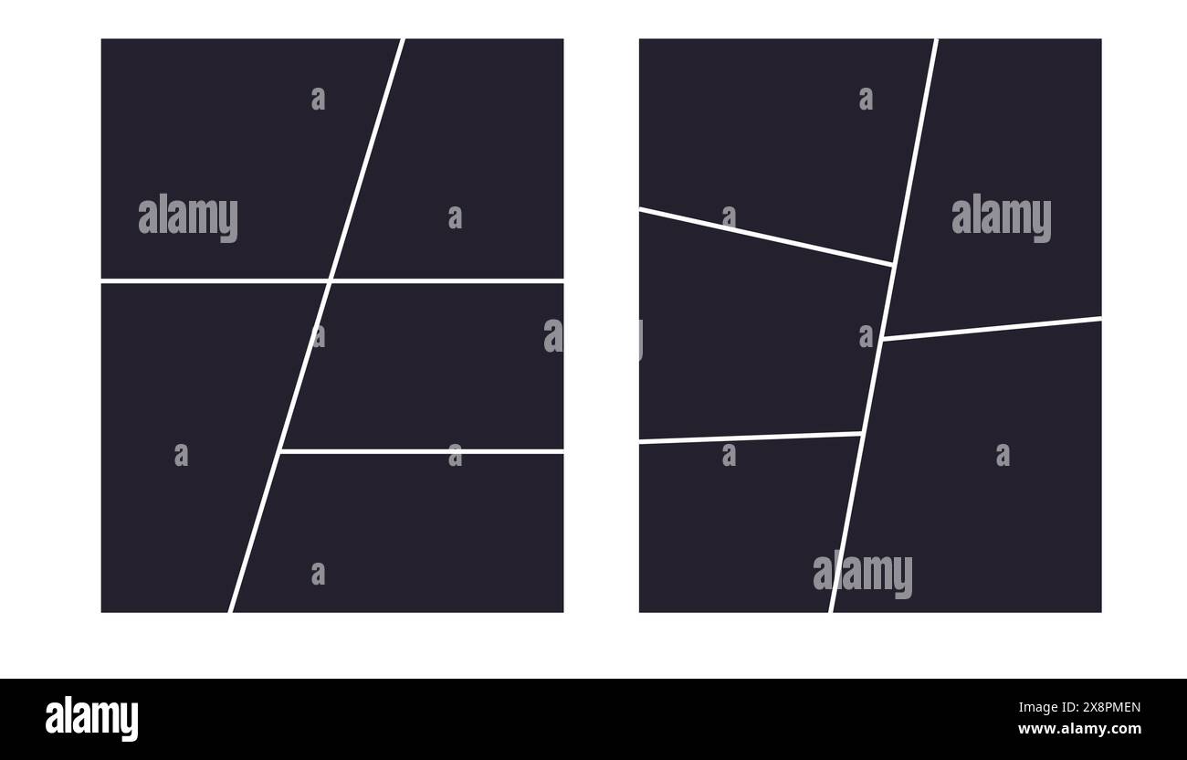 Modèle de cadres de collage de grille photo, mise en page de moodboad, bordure de mosaïque, ensemble de scrapbook isolé sur fond. Maquette d'affichage de présentation. Illustration vectorielle Illustration de Vecteur