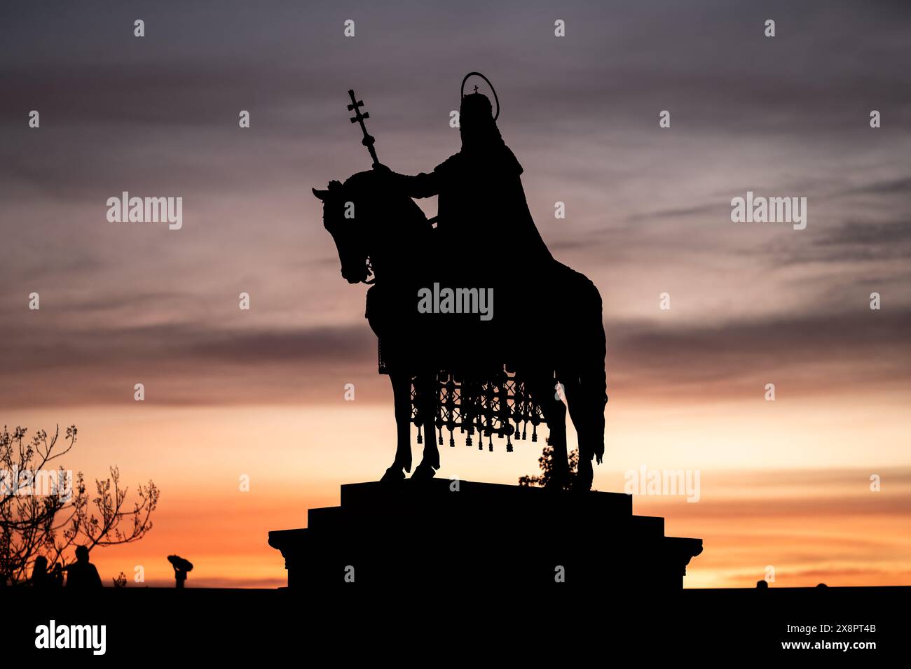 Statue de Saint Steven (Szent Istvan) dans le Bastion Fisher, Budapest, Hongrie Banque D'Images