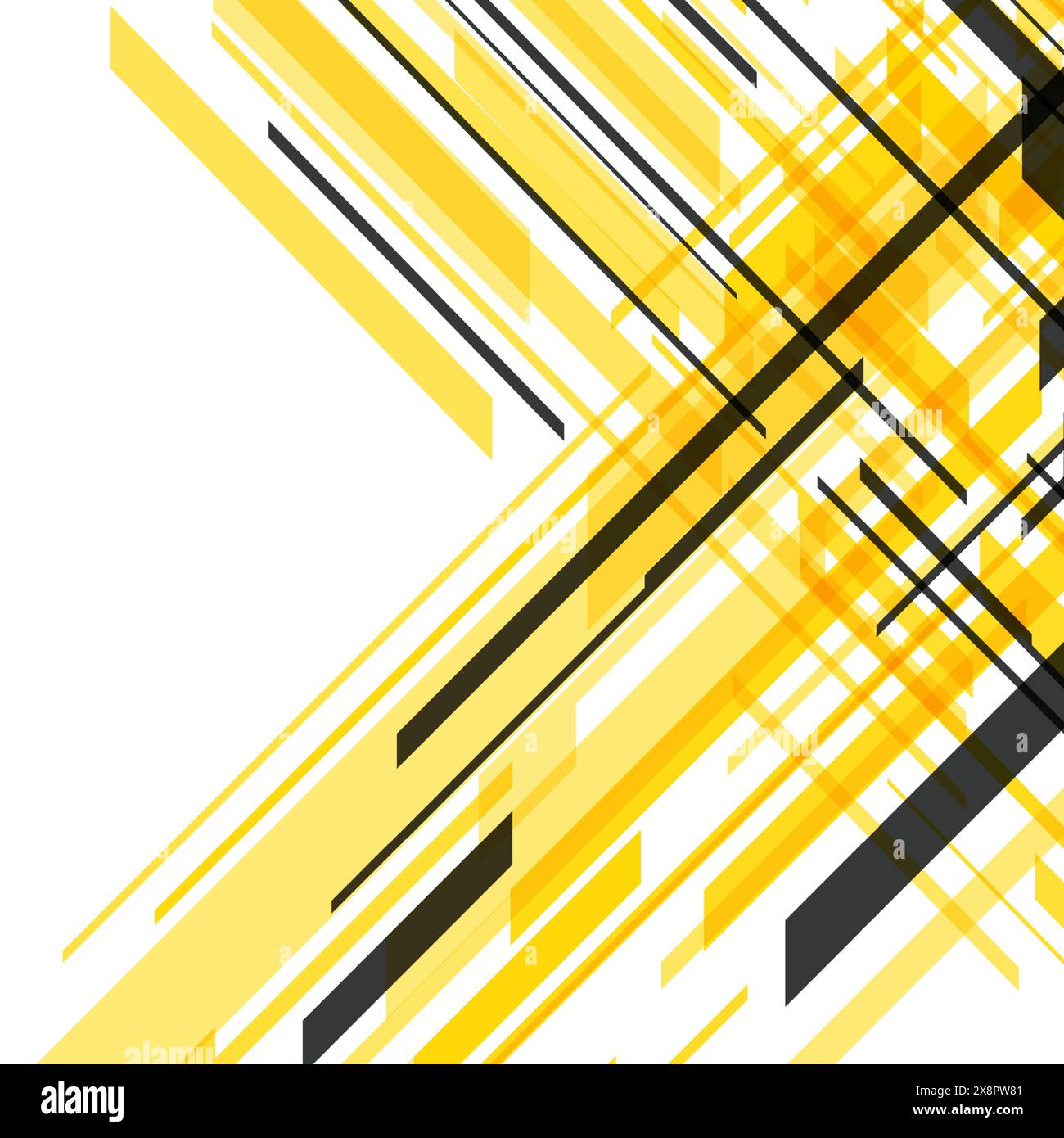 Un affichage dynamique de lignes géométriques jaunes et noires se croisant sous différents angles, créant un motif abstrait vibrant et moderne qui transmet un se Illustration de Vecteur