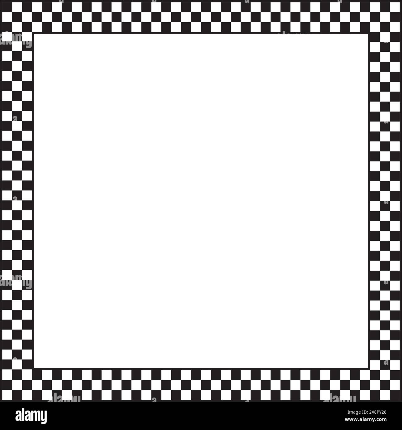 Cadre carré avec imprimé à carreaux. Vignette rectangulaire avec damier, drapeau de rallye ou motif de jeu d'échecs isolé sur fond blanc. Damier Illustration de Vecteur