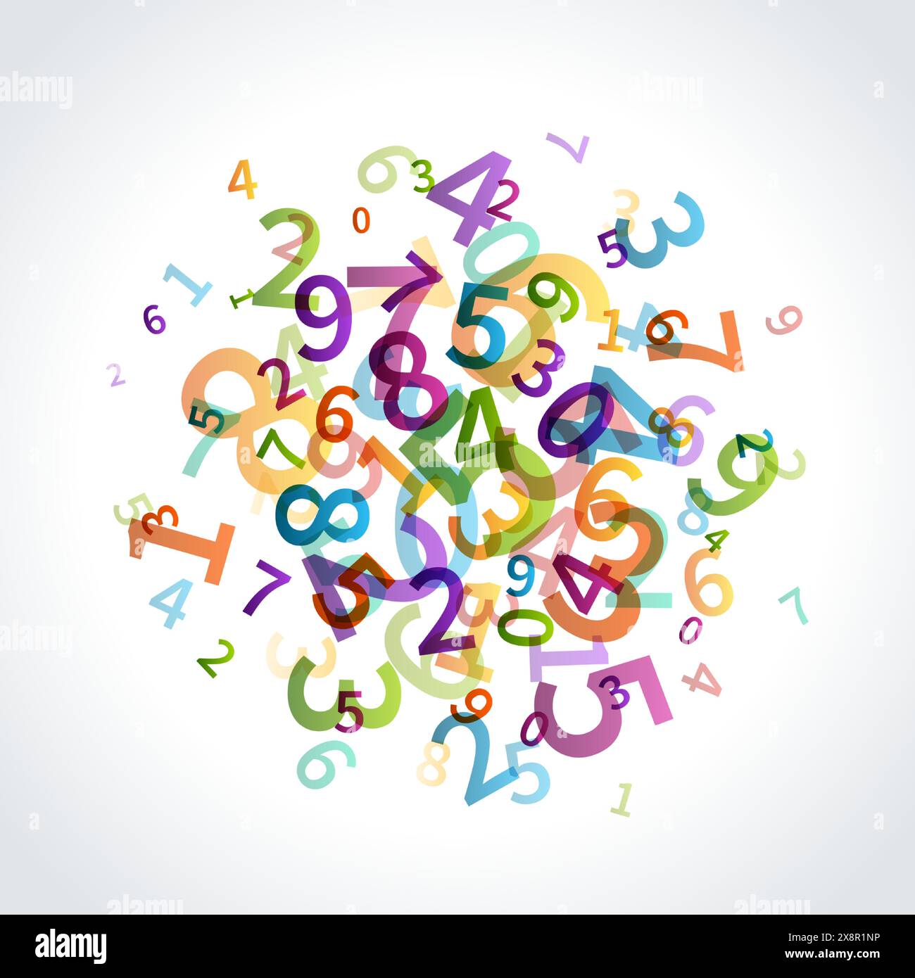 D'innombrables nombres de différentes tailles et polices montent dans les airs dans cette image de fond abstraite. Illustration de Vecteur