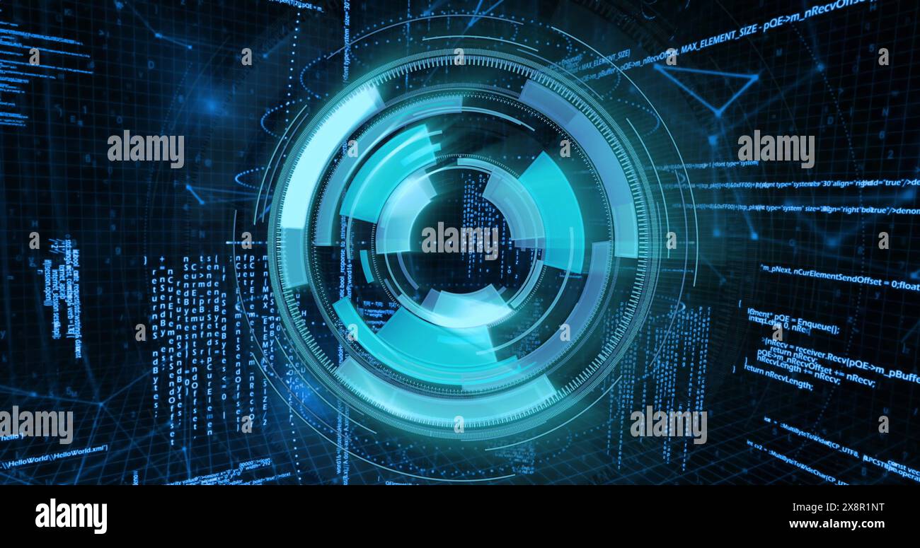 Image d'un radar tournant sur des codes binaires et un langage de programmation Banque D'Images