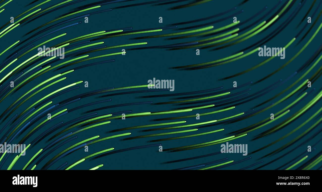 Image de traînées de lumière verte sur fond bleu Banque D'Images