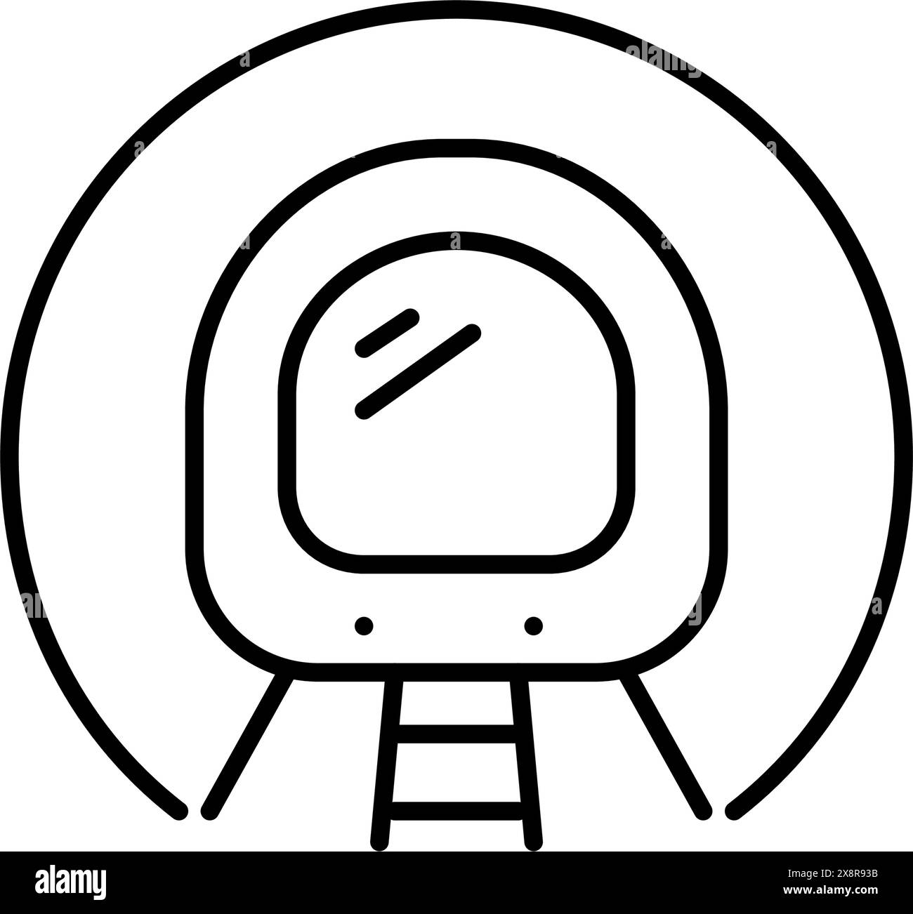 Train de métro sur rails dans le tunnel. Système de transport en commun souterrain rapide. Icône vectorielle Pixel Perfect Illustration de Vecteur