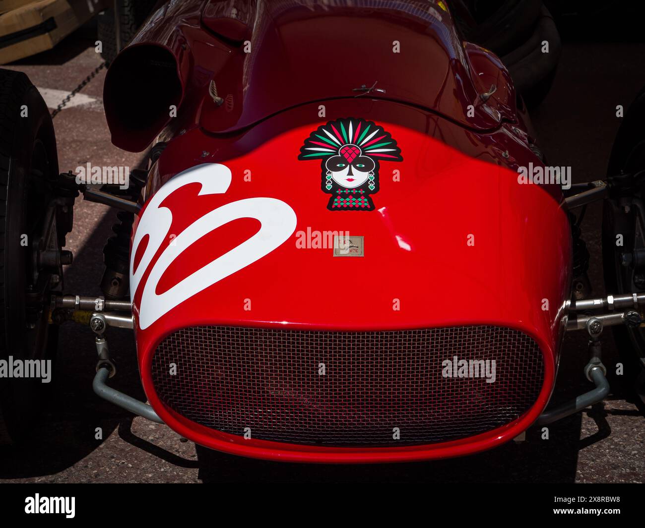 Une voiture de course classique Maserati TEC-MEC F415 rouge 1959 au Grand Prix historique de Monaco 2024, Monte Carlo, Monaco, Sud de la France Banque D'Images