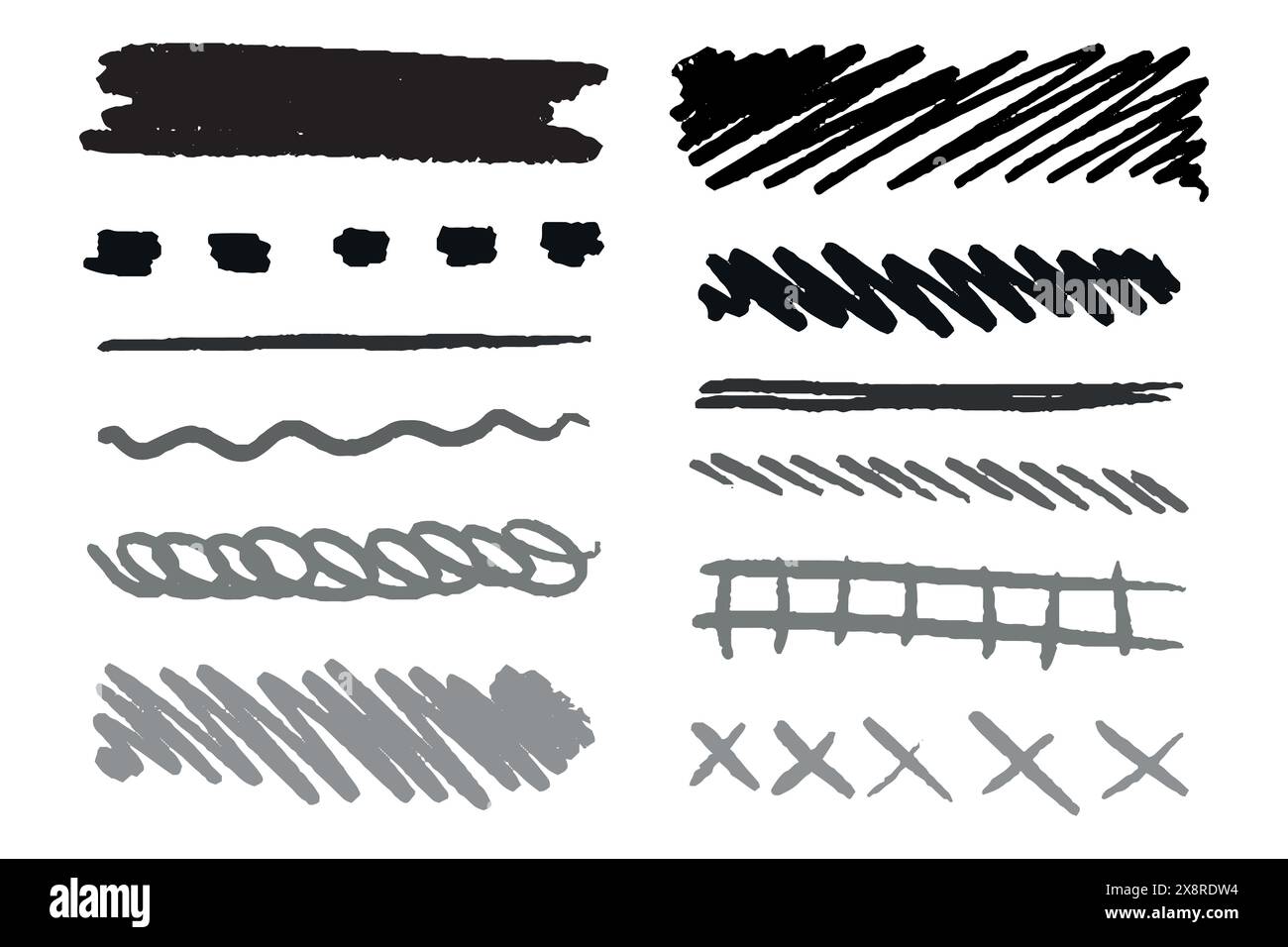 Des lignes sont dessinées sur le côté avec un crayon et l'ensemble se balançait. Coups de charbon sur un fond blanc. Lignes esquissées de style gribouillage. Rayures rugueuses Illustration de Vecteur