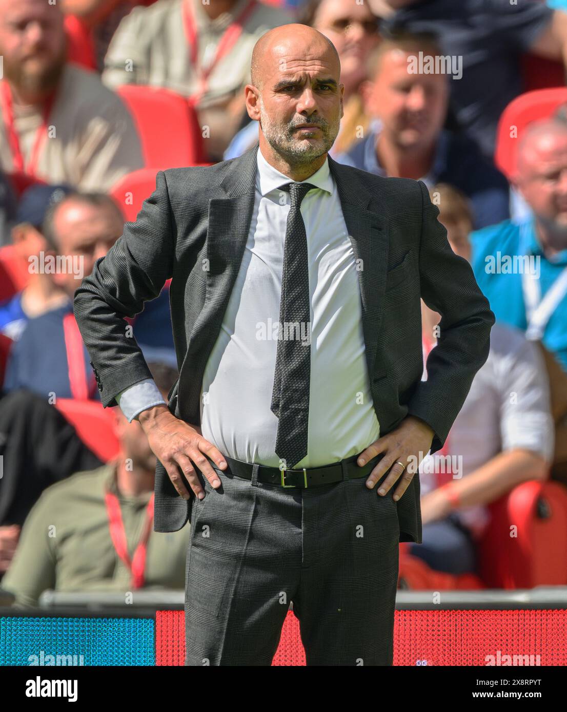 25 mai 2024 - Manchester City v Manchester United v - FA Cup final - Wembley. Manchester City Manager Pep Guardiola lors de la finale de la FA Cup. Image : Mark pain / Alamy Live News Banque D'Images