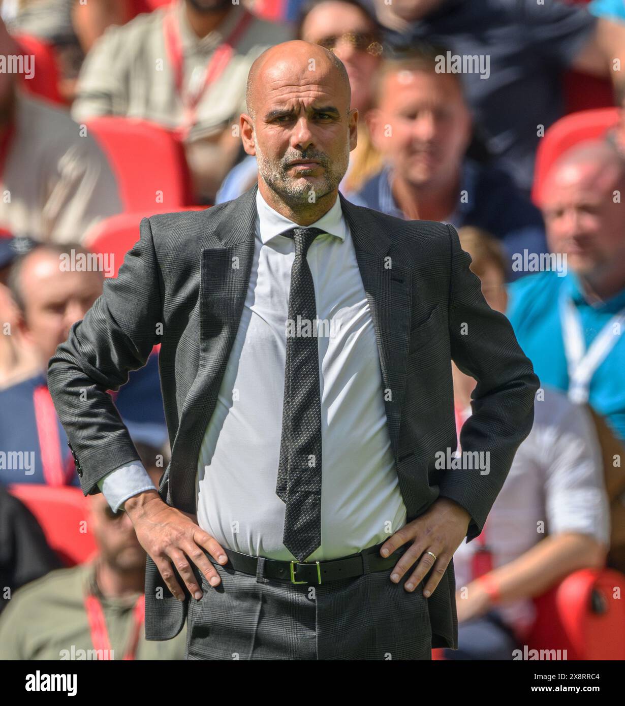 25 mai 2024 - Manchester City v Manchester United v - FA Cup final - Wembley. Manchester City Manager Pep Guardiola lors de la finale de la FA Cup. Image : Mark pain / Alamy Live News Banque D'Images