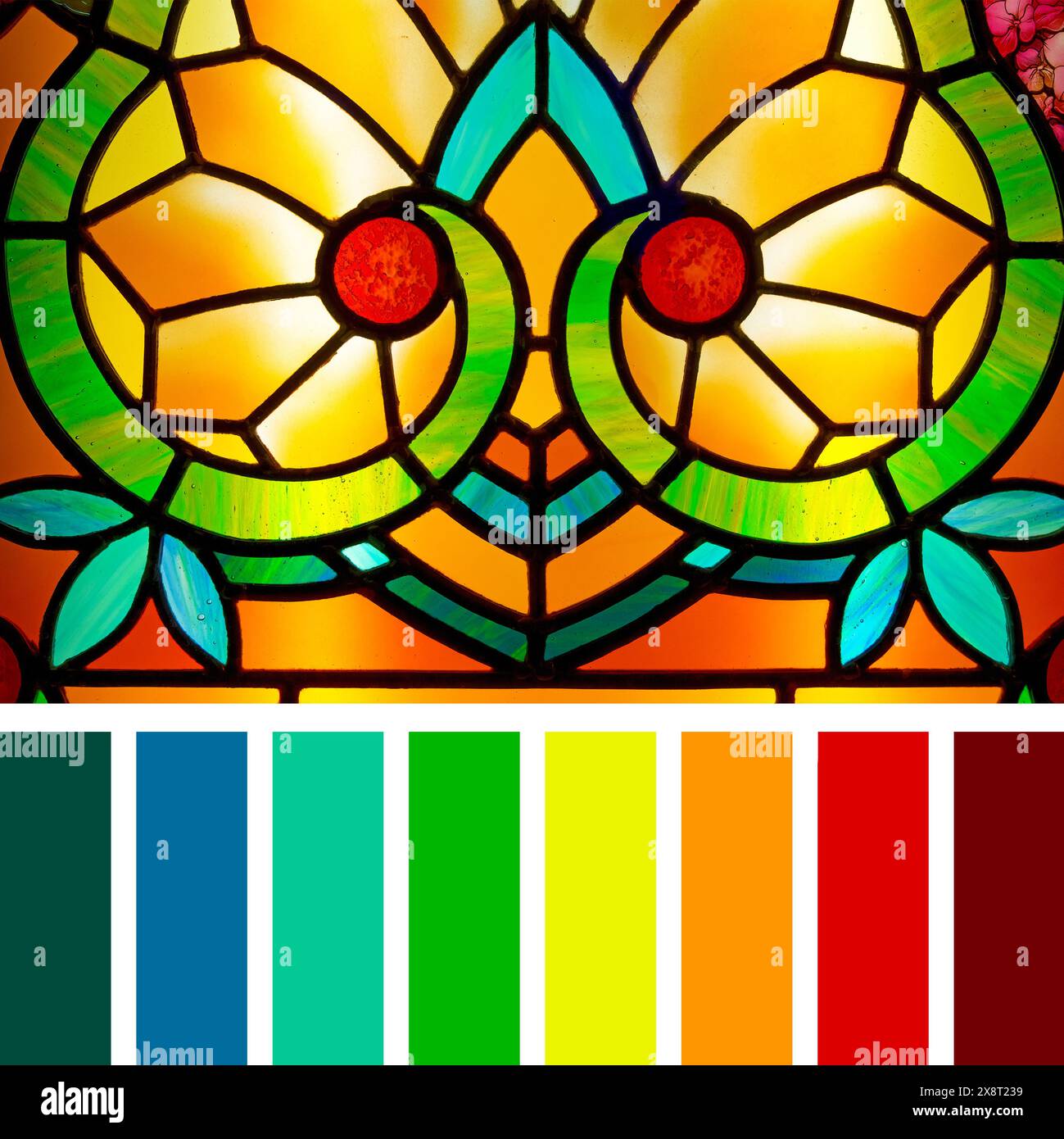 Style Art déco vitraux. Dans une palette de couleurs avec des nuances de couleurs gratuites. Banque D'Images