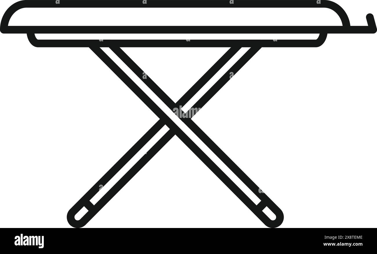 Dessin au trait noir et blanc d'une planche à repasser minimaliste, adapté aux icônes et aux infographies Illustration de Vecteur