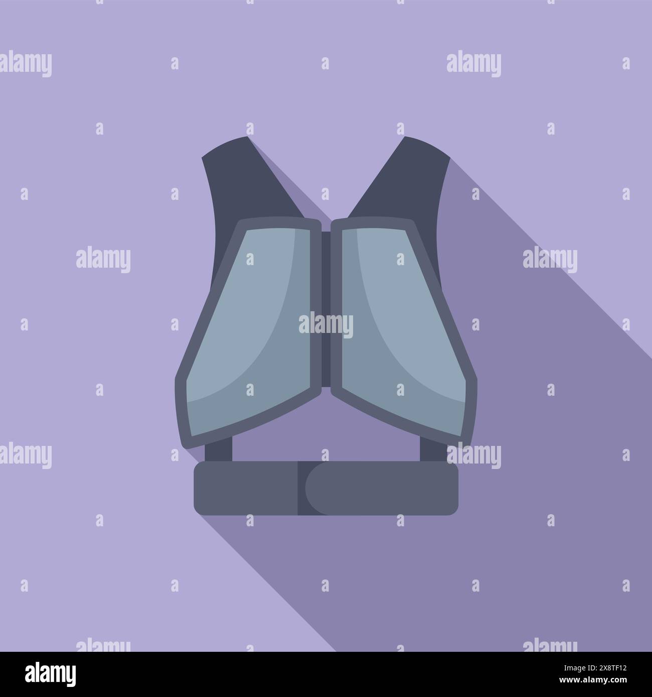 Illustration vectorielle d'un gilet de sauvetage de sécurité dans un style de conception plat moderne avec un fond violet Illustration de Vecteur