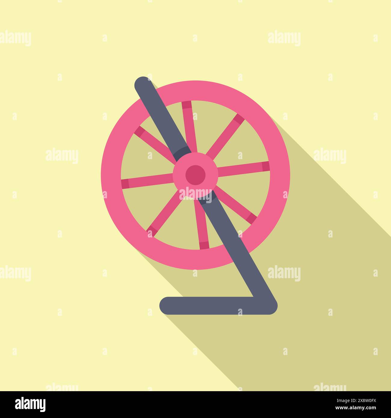 Illustration de conception plate moderne d'une roue en rotation rose avec ombre sur fond jaune Illustration de Vecteur