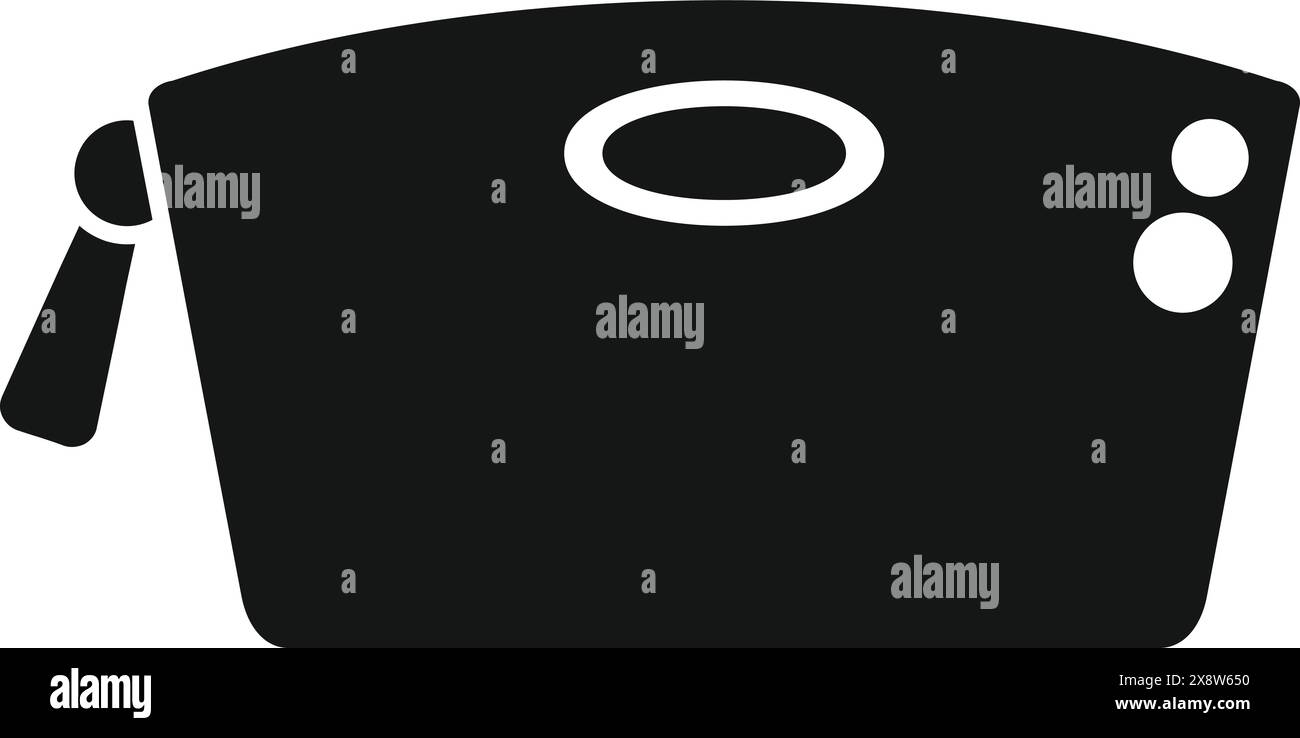 Icône graphique avec une silhouette noire d'un bol à mélanger et d'une spatule pour une utilisation en cuisine Illustration de Vecteur