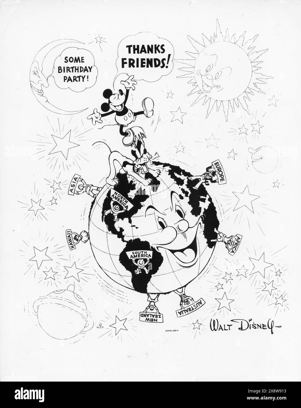 MICKEY MOUSE publicité pour le 7e anniversaire 1935 Walt Disney Productions / United Artists Banque D'Images