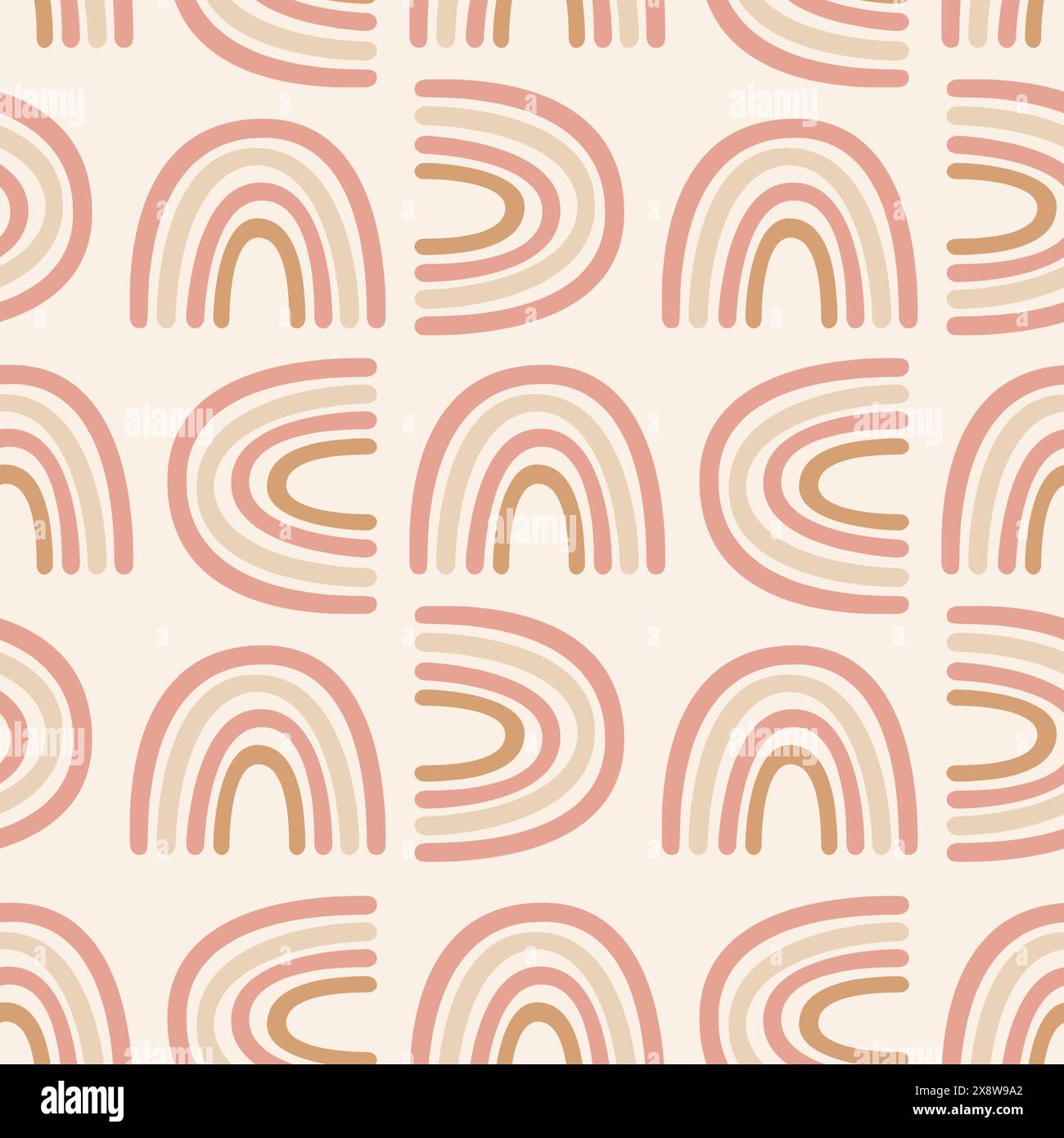 Arc-en-ciel boho géométrique de motif vectoriel sans couture sur blanc crème, textile pour enfants, emballage pour bébé. Illustration vectorielle Illustration de Vecteur