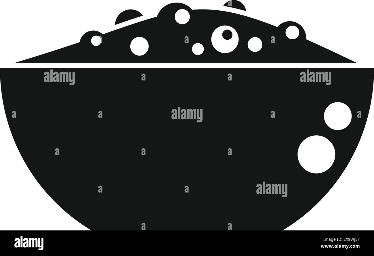 Silhouette noire graphique d'un bol rempli de riz ou de porridge épais, adapté à divers thèmes alimentaires Illustration de Vecteur