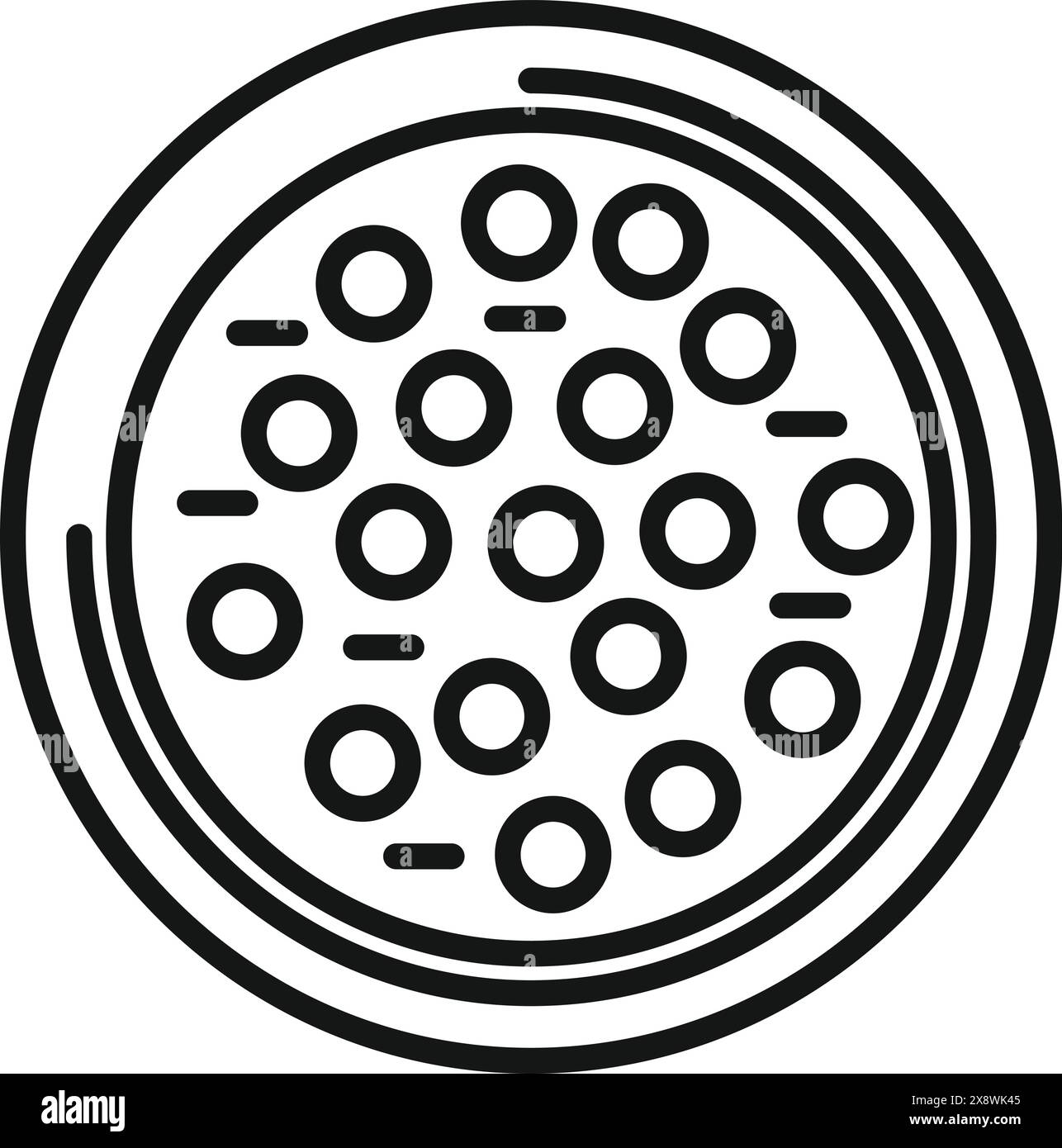 Illustration vectorielle simplifiée d'une pizza pepperoni en monochrome, idéale pour les menus et les applications Illustration de Vecteur