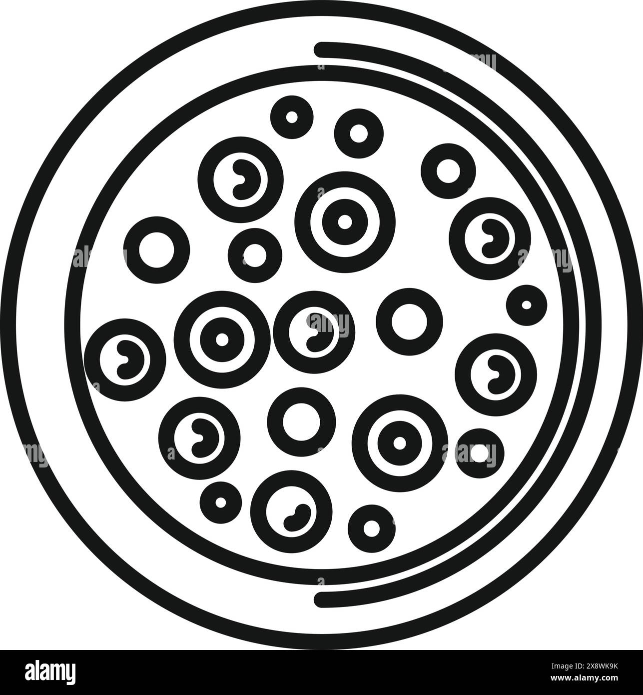 Dessin au trait simpliste d'une boîte de Pétri, représentant la recherche en laboratoire et les expériences scientifiques Illustration de Vecteur