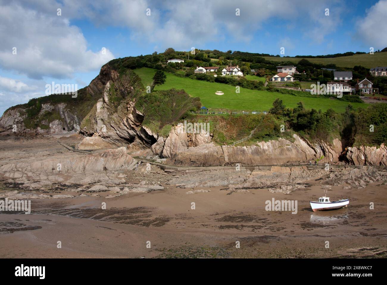 La baie de Coombe Martin, Lester point et la plage de poires sauvages, au bord du littoral patrimonial du parc national Exmoor, au nord du Devon Banque D'Images