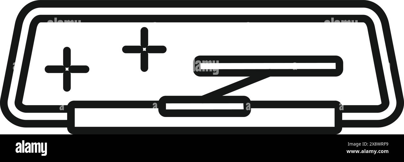 Dessin simplifié au trait noir du rétroviseur intérieur d'une voiture, isolé sur fond blanc Illustration de Vecteur