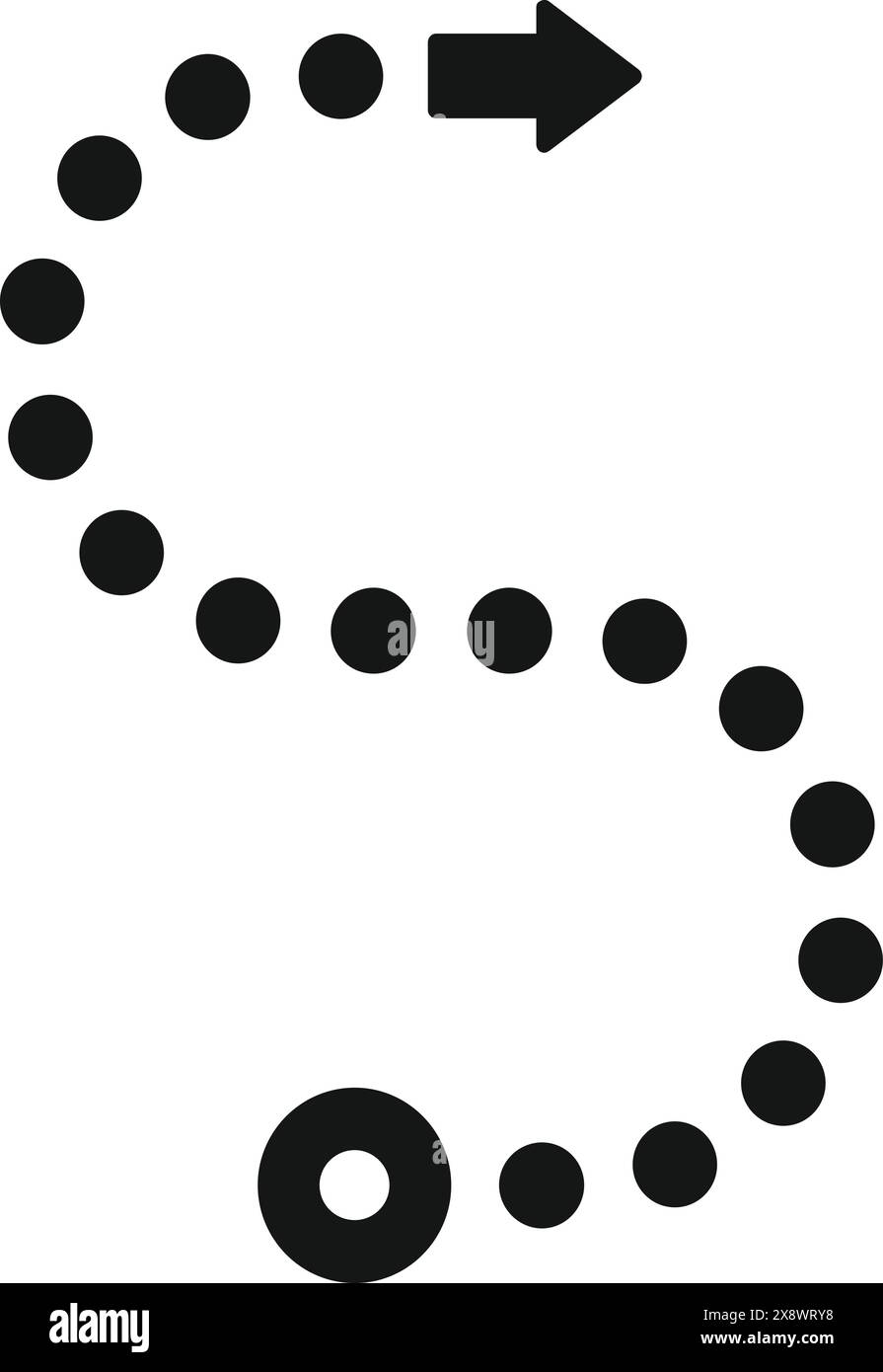 Graphique simple d'une flèche noire faite de points, pointant vers la droite sur un fond blanc Illustration de Vecteur