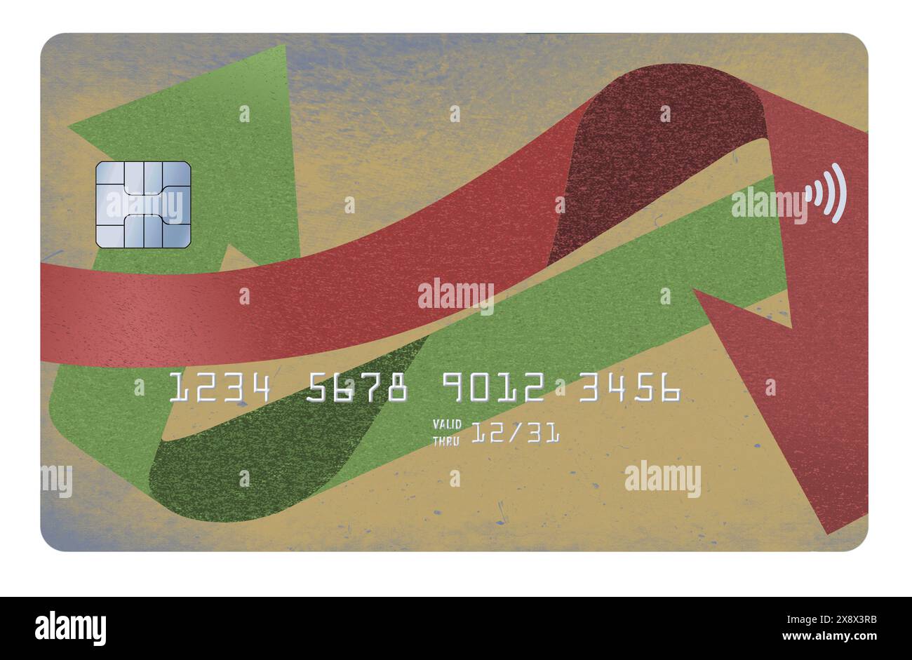 Une carte de crédit ou de débit générique est vue dans cette illustration en 3D sur la banque, la finance et les affaires. Banque D'Images