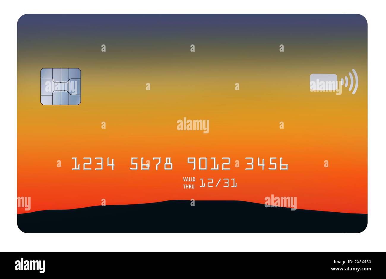 Une carte de crédit ou de débit générique est vue dans cette illustration en 3D sur la banque, la finance et les affaires. Banque D'Images