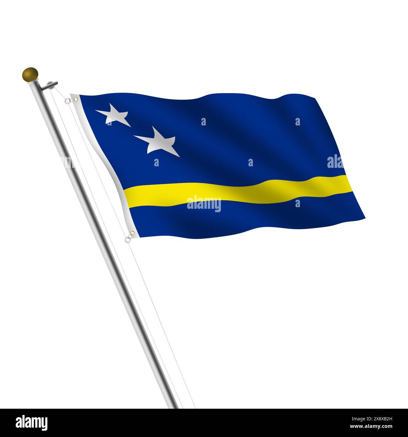 Mât de drapeau de Curaçao avec chemin de découpage Banque D'Images