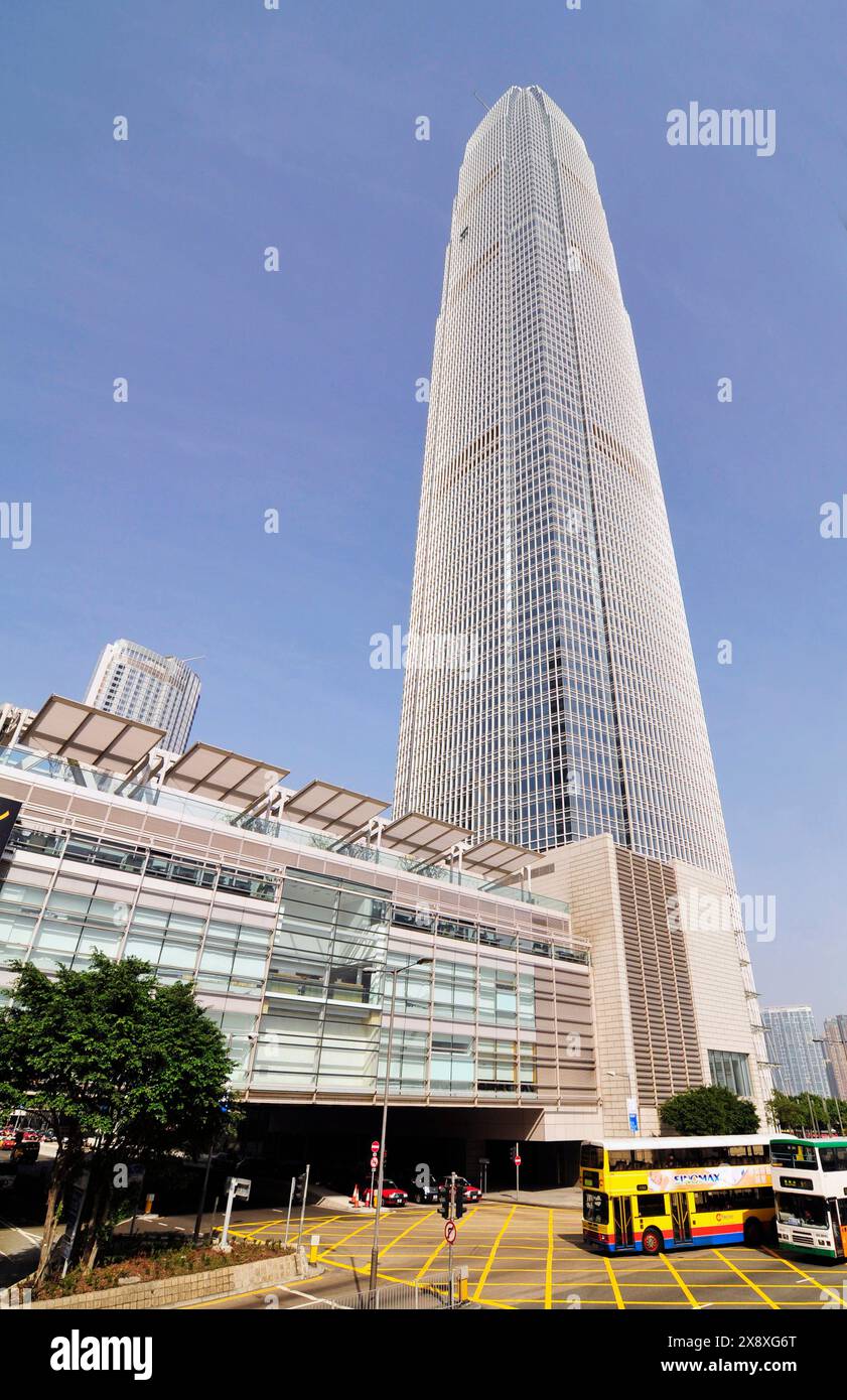 Vue de la tour IFC à Hong Kong. Banque D'Images