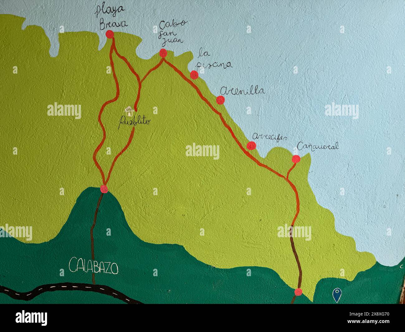 Une carte du parc national de Tyrona ou Parque Nacional Natural Tayrona - côte caribéenne de la Colombie Banque D'Images