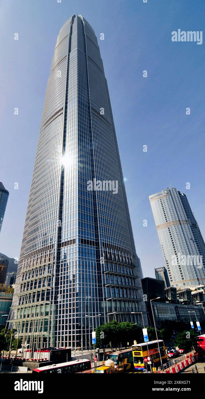 Vue de la tour IFC à Hong Kong. Banque D'Images
