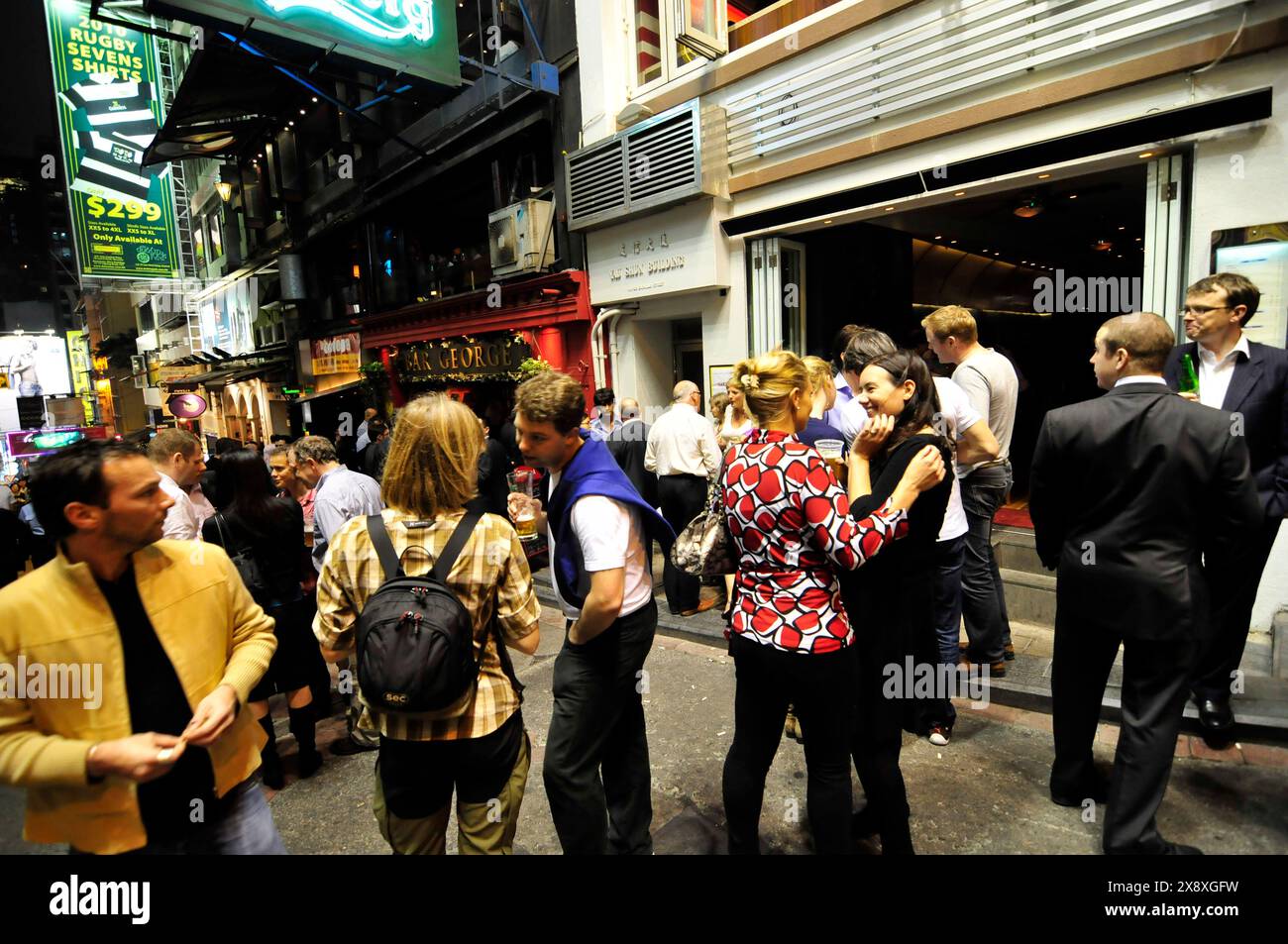 Le quartier animé du bar LAN Kwai Fong à Hong Kong. Banque D'Images