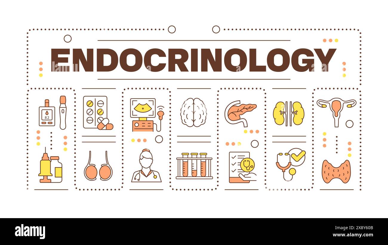 Concept de mot endocrinologie isolé sur blanc Illustration de Vecteur