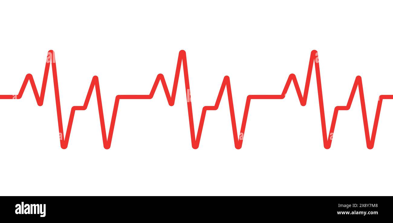 modèle de vecteur de ligne d'impulsion sur dos blanc. Modèle de vecteur d'impulsion de battement cardiaque médical de santé de conception artistique. Pouls cardiaque. Couleurs rouge et blanc. Illustration de Vecteur