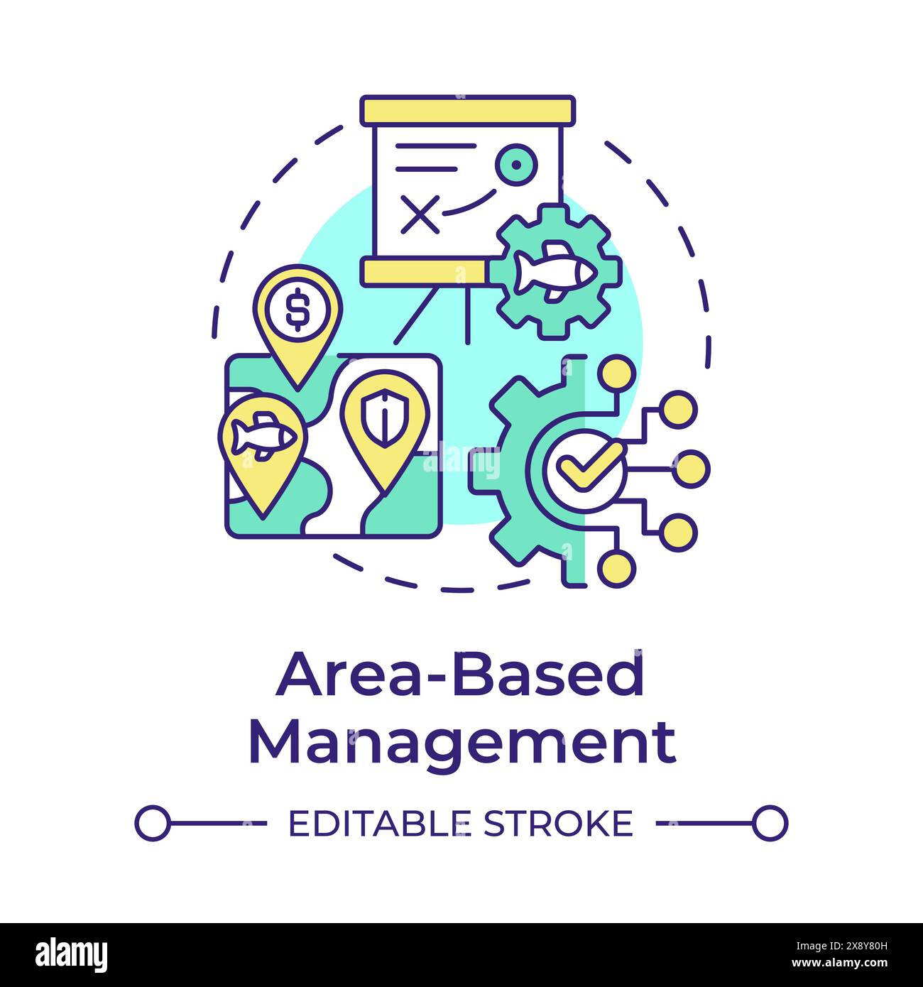 Icône de concept multicolore de gestion par zone Illustration de Vecteur