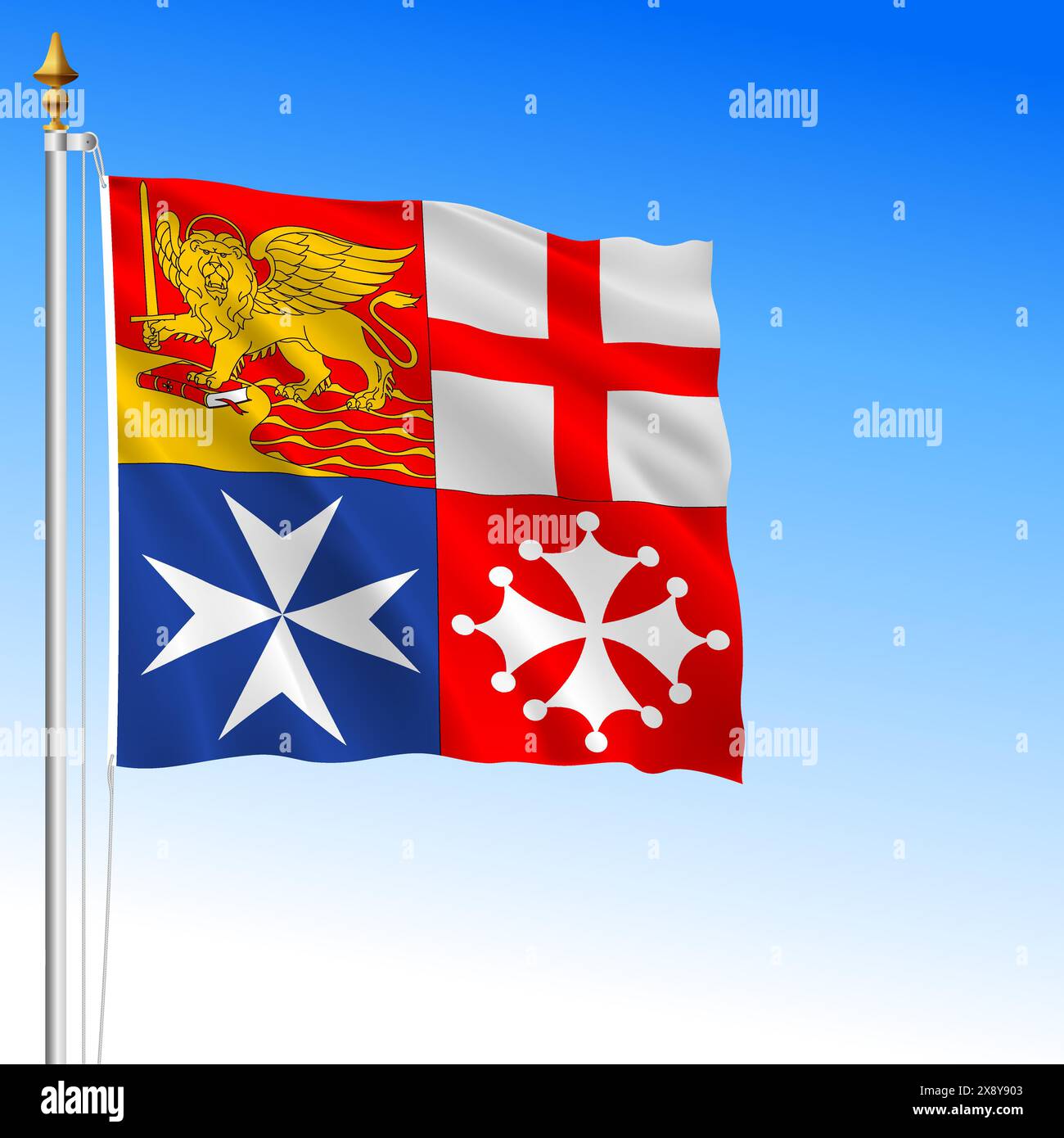 Jack agitant le drapeau de te Marine italienne, Italie, illustration vectorielle Illustration de Vecteur