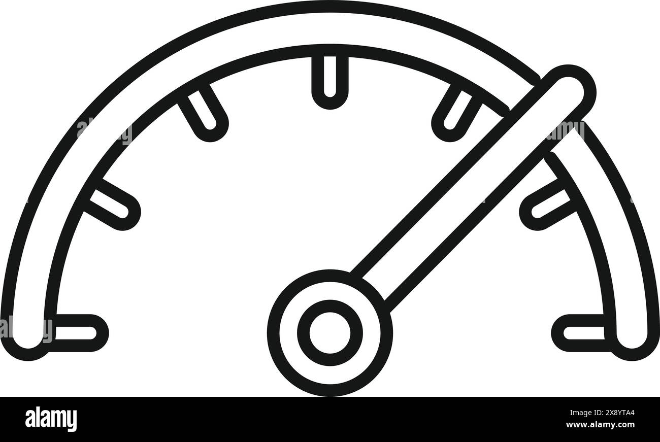 Contour d'icône de compteur de vitesse vectoriel minimaliste en noir et blanc pour la conception de Web et d'applications, représentant la mesure de vitesse et le contrôle des performances du véhicule Illustration de Vecteur