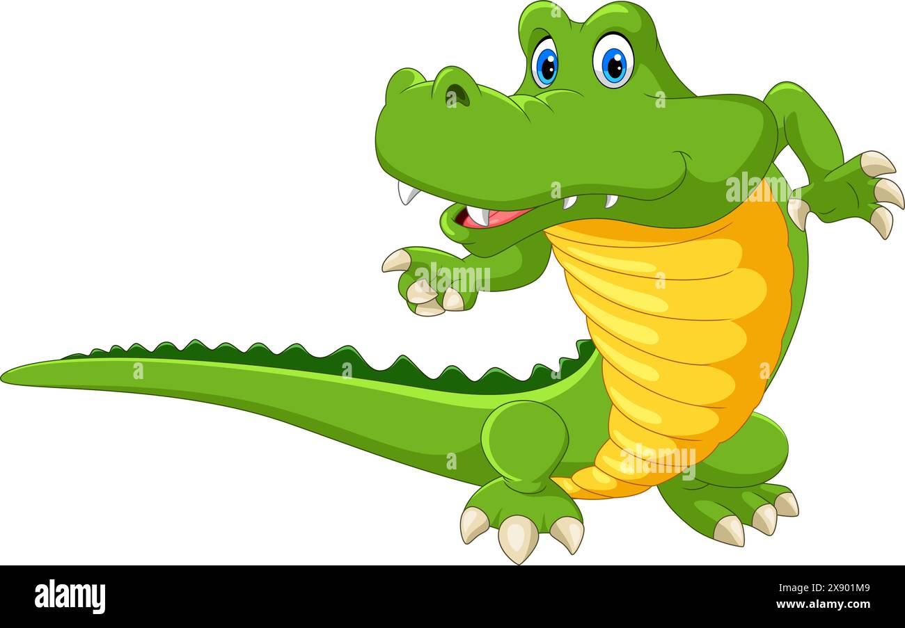 Illustration vectorielle de dessin animé de crocodile isolé sur fond blanc Illustration de Vecteur