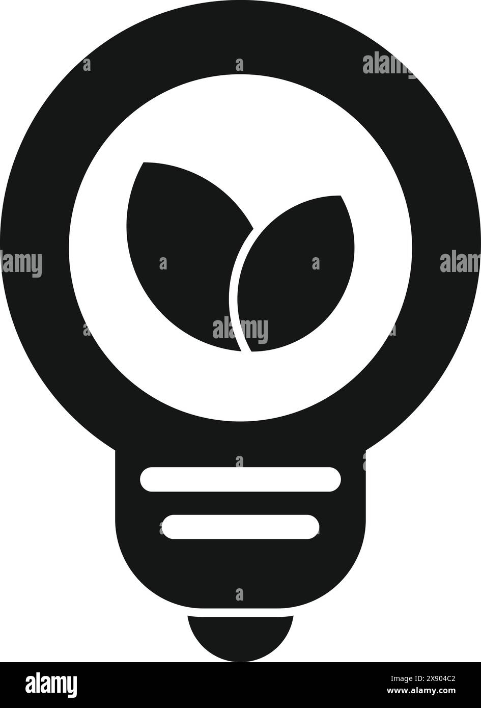 Illustration d'une icône d'ampoule écologique minimaliste avec une feuille verte. Représenter les énergies durables et renouvelables. Dans un design graphique vectoriel plat noir et blanc Illustration de Vecteur