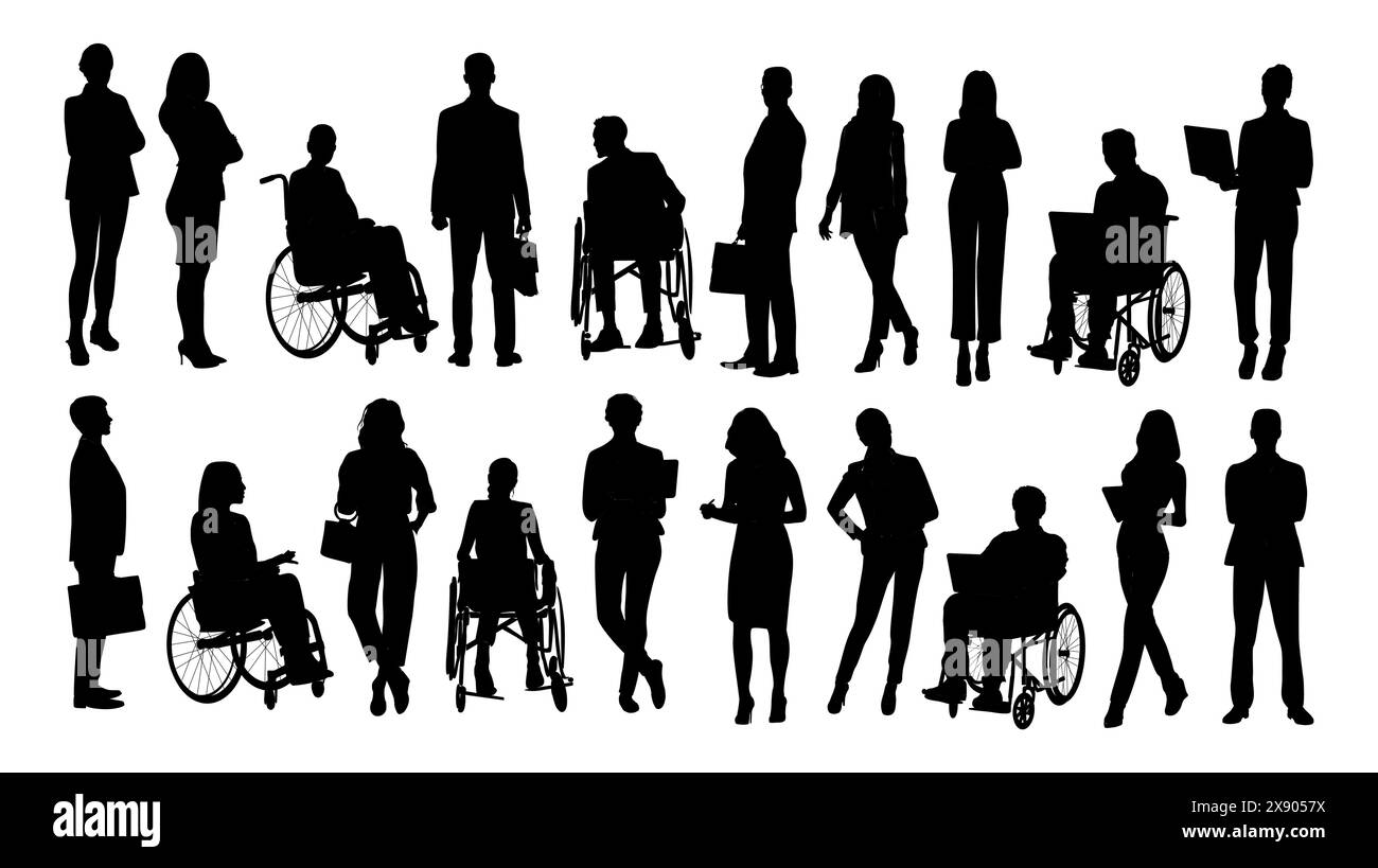 Silhouettes de diverses icônes noires de gens d'affaires Illustration de Vecteur