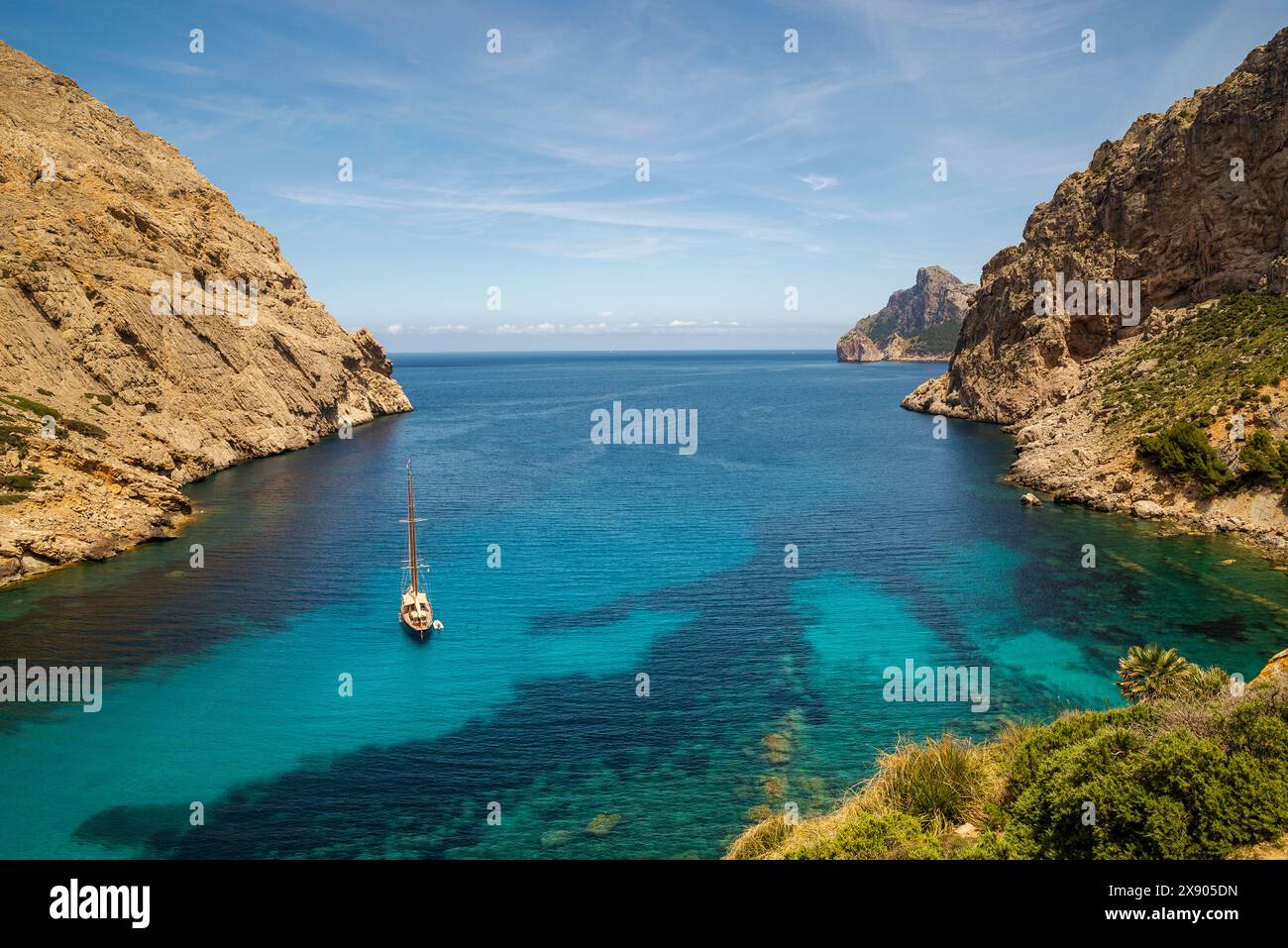 Cala Boquer est une petite plage idyllique située au bout de la vallée de Boquer, Port de Pollensa, Majorque, Îles Baléares, Espagne Banque D'Images