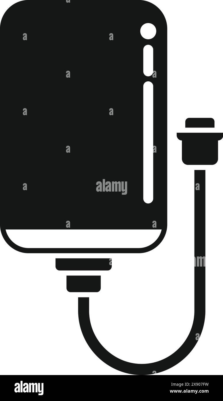 Illustration vectorielle d'une icône noire de disque dur externe avec câble usb, représentant un périphérique de stockage pour ordinateur, sauvegarde de données et technologie de transfert de données sécurisé Illustration de Vecteur